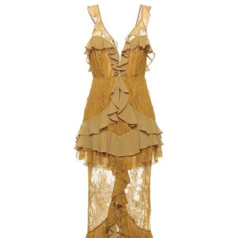 For love and lemons daphne midi dress in yellow size L